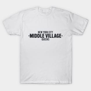 Middle Village Queens Logo - A Minimalist Tribute to Suburban Serenity T-Shirt